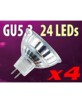 4 Ampoules 24 LED SMD GU5.3 blanc neutre