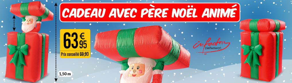 Cadeau autogonflant avec Père Noël animé, 150 cm - NX7170