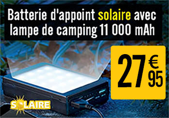 PX1927 Batterie d'appoint solaire avec lampe de camping 11 000 mAh