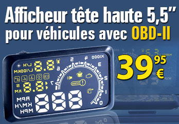 PX1803 Afficheur tête haute 5,5 HUD-55C pour véhicules avec OBD-II