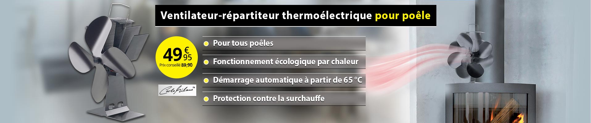 Ventilateur-répartiteur thermoélectrique pour poêle - NX6884