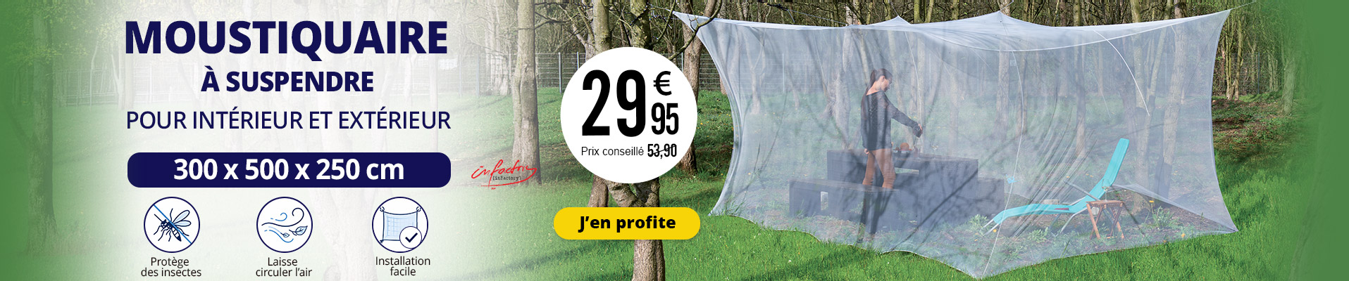 Moustiquaire à suspendre pour intérieur et extérieur - 300 x 500 x 250 cm - NC2397