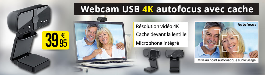 Webcam USB 4K autofocus avec cache Somikon - PX2489
