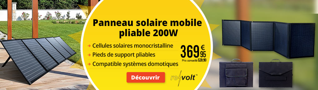 Panneau solaire mobile pliable 200 W avec cellules solaires monocristallines Revolt - ZX3306