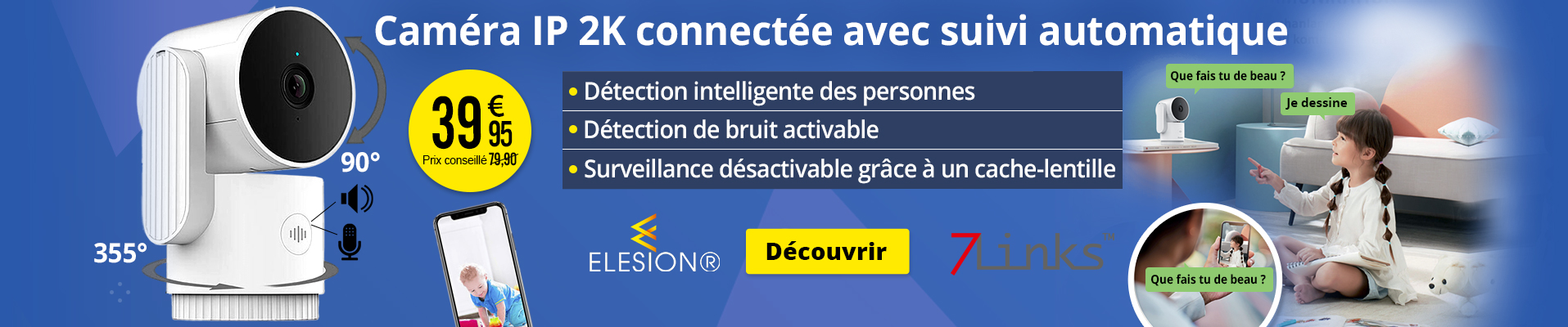 Caméra IP 2K connectée avec suivi automatique IPC-475.track 7Links - ZX5378