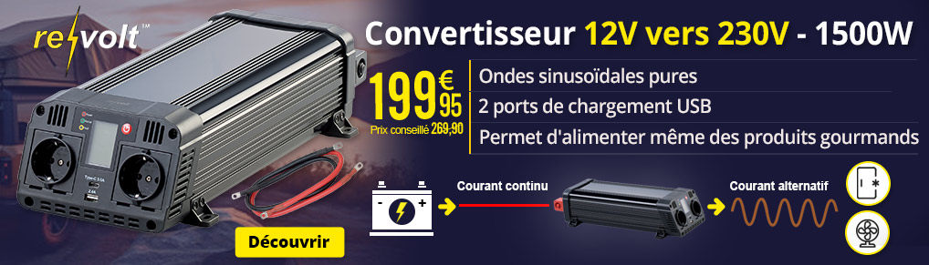 Convertisseur 12V vers 230V - 1500W Revolt - ZX3406