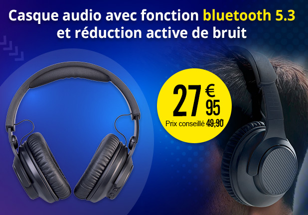 Casque audio avec fonction bluetooth 5.3 et réduction active de bruit - Auvisio - ZX8699