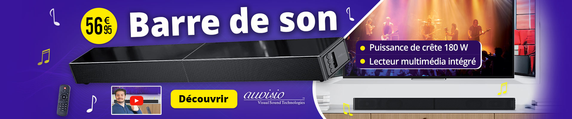 Barre de son avec fonction bluetooth Auvisio - ZX3678
