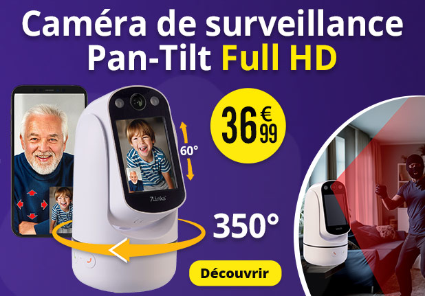 Caméra de surveillance motorisée Pan-Tilt Full HD connectée IPC-330 avec écran 7Links - ZX5704