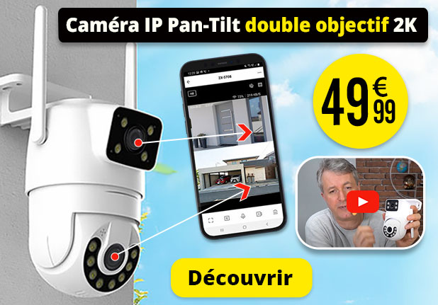 Caméra IP Pan-Tilt double objectif 2K connectée IPC-545.duo 7Links - ZX5708