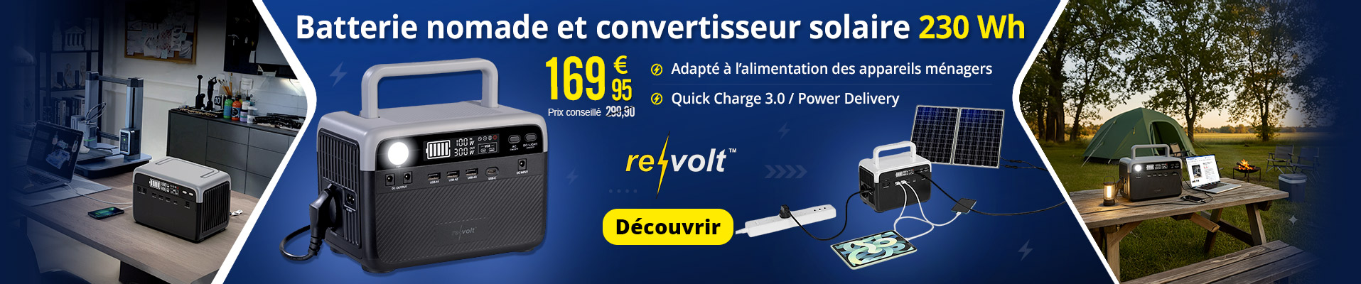 Batterie nomade LifePO4 et convertisseur solaire 230 Wh HSG-230 Revolt - ZX3735