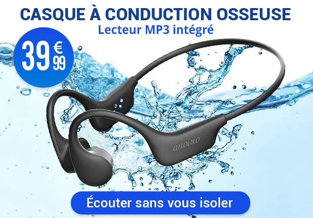 Casque à conduction osseuse étanche OHS-410.bt avec fonction bluetooth 5.4 Auvisio JX8057