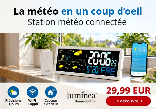 Station météo connectée FWS-1205 avec capteur extérieur Luminea Home Control - ZX7990
