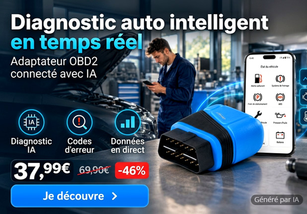 Adaptateur OBD2 connecté avec IA compatible iOS et Android Lescars - JX8123